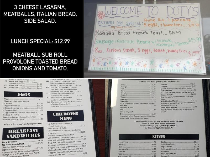 Doty’s Diner Menu