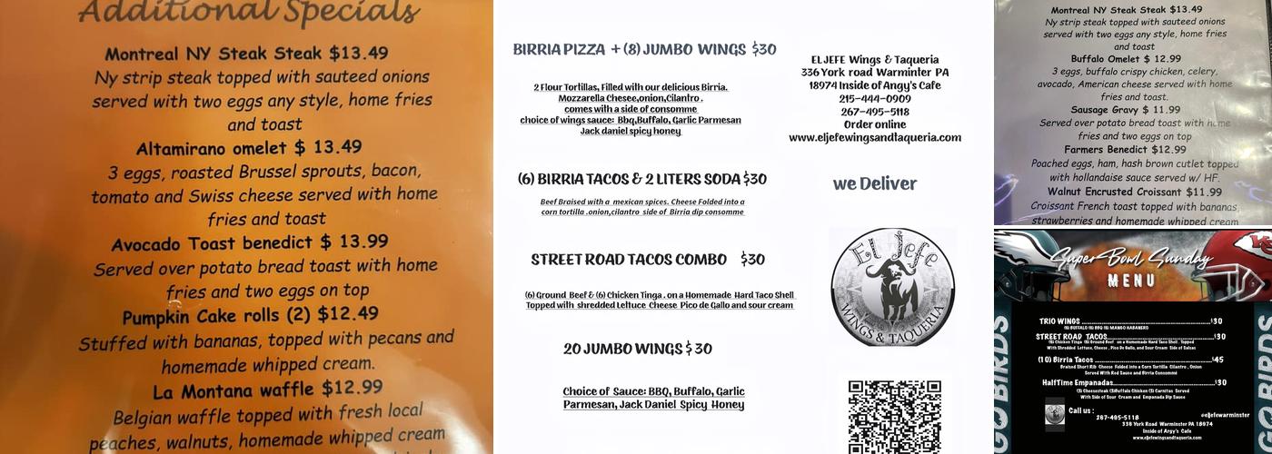 El Jefe Wings and Taqueria Menu