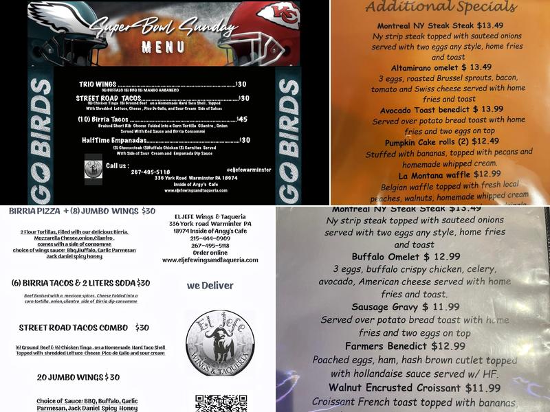 El Jefe Wings and Taqueria Menu