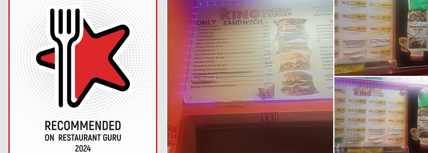King chicken and burger Menu