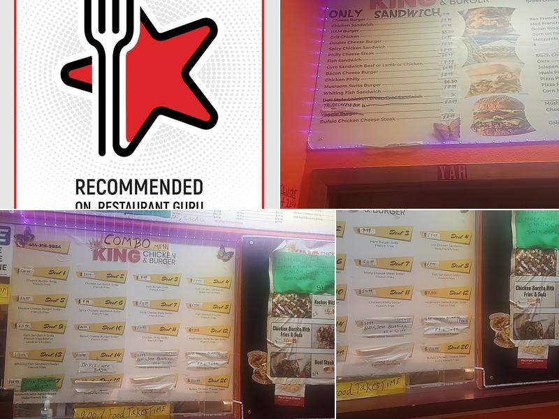 King chicken and burger Menu