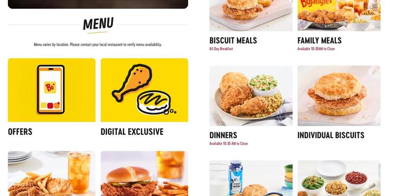 Bojangles Menu