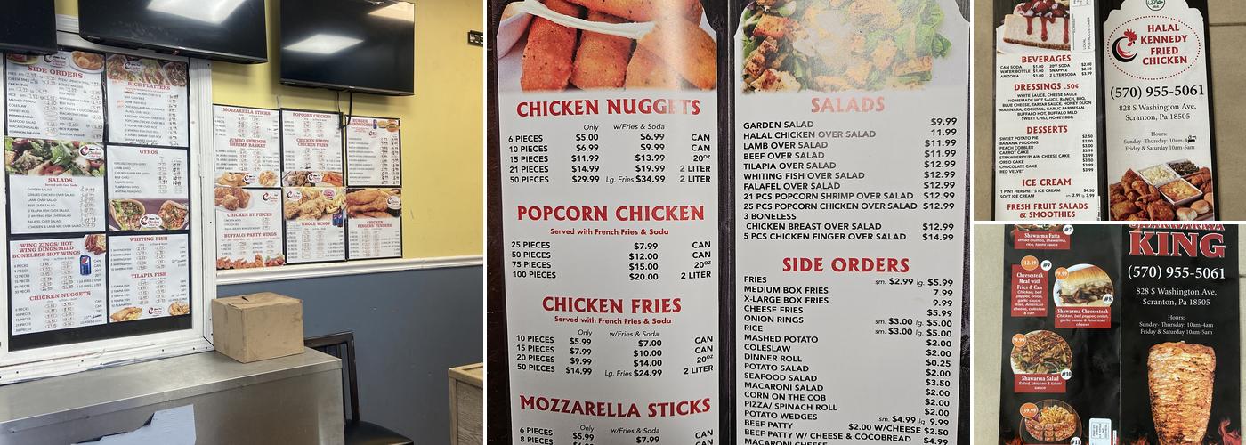 HALAL Kennedy Fried Chicken and Gyros King Menu