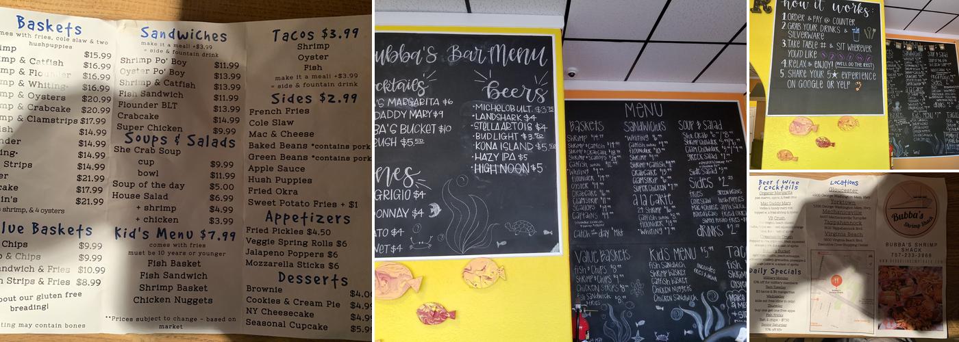 Bubba’s Shrimp Shack Menu