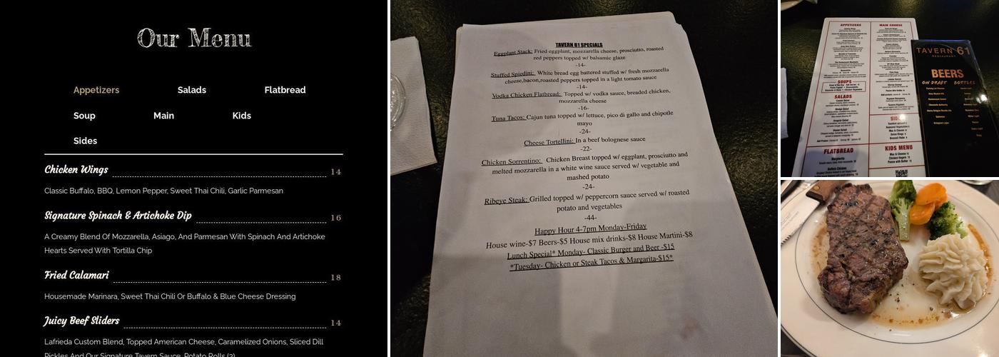 Tavern 61 Menu