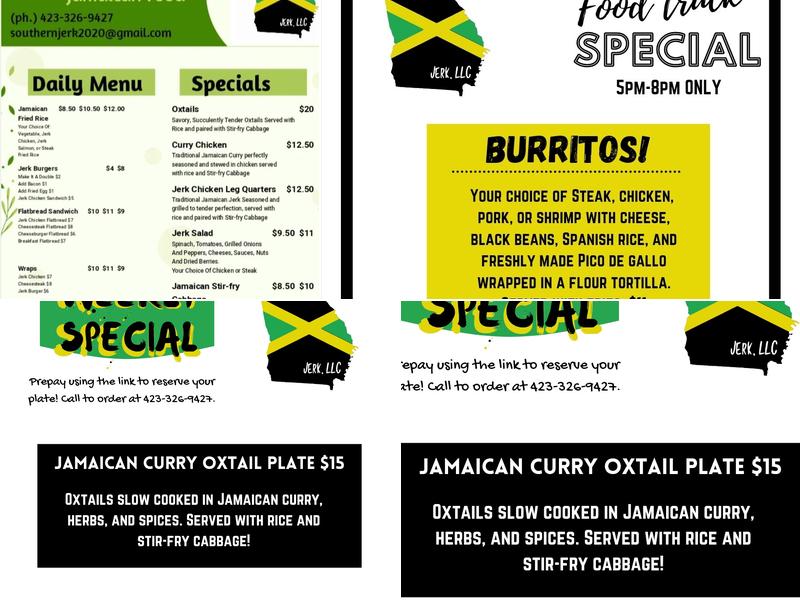 Southern Jerk Menu