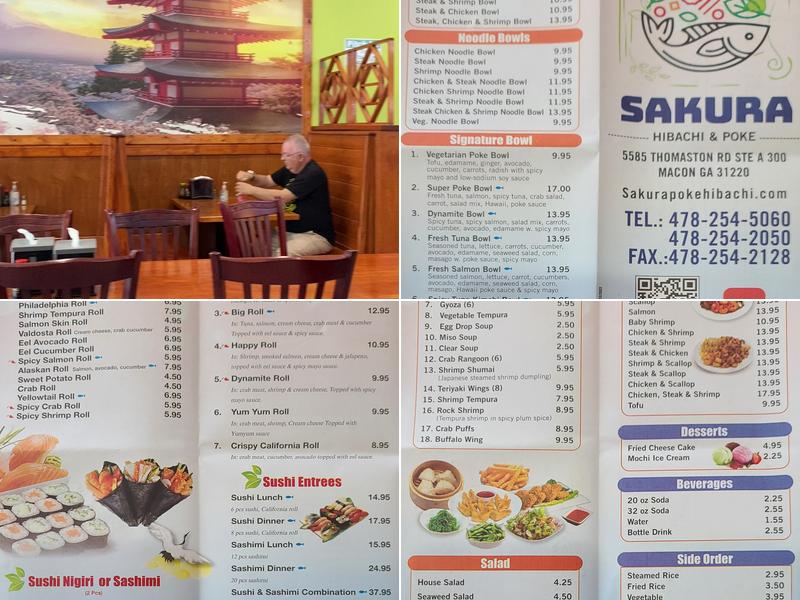 Sakura Poke & Hibachi Menu