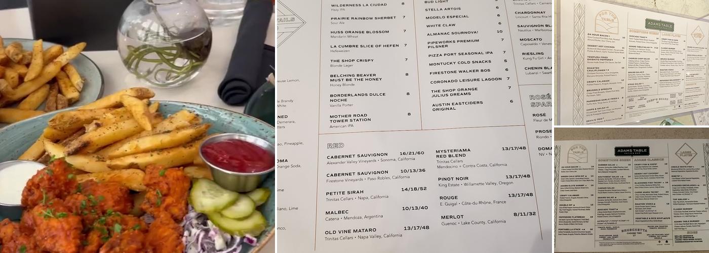 Adams Table Menu