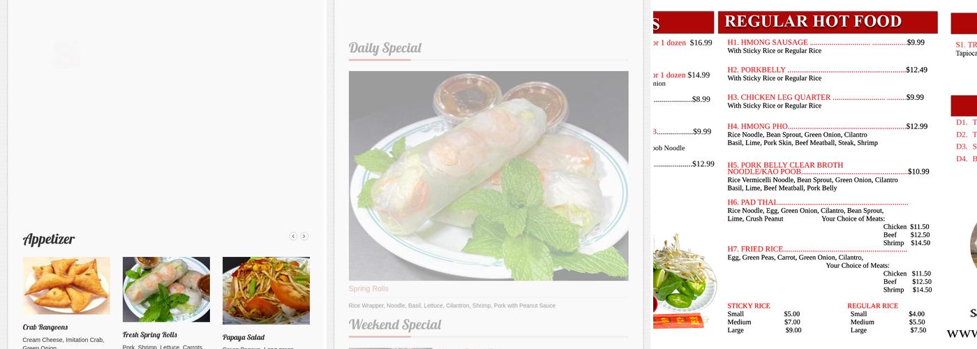 S&B Hmong Kitchen Menu