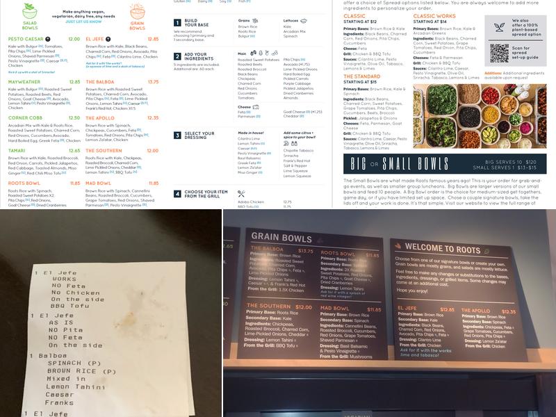 Roots Natural Kitchen Menu