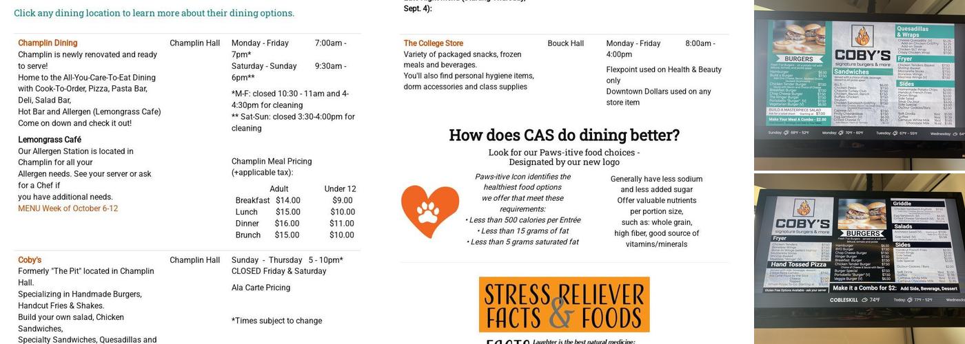 Coby's Menu
