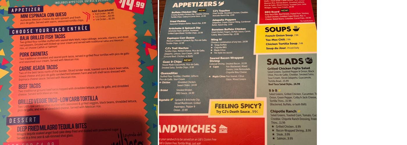 Cactus Jacks Menu