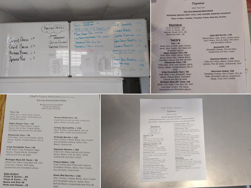 Chef’s Fresco MexicanoTaqueria Menu