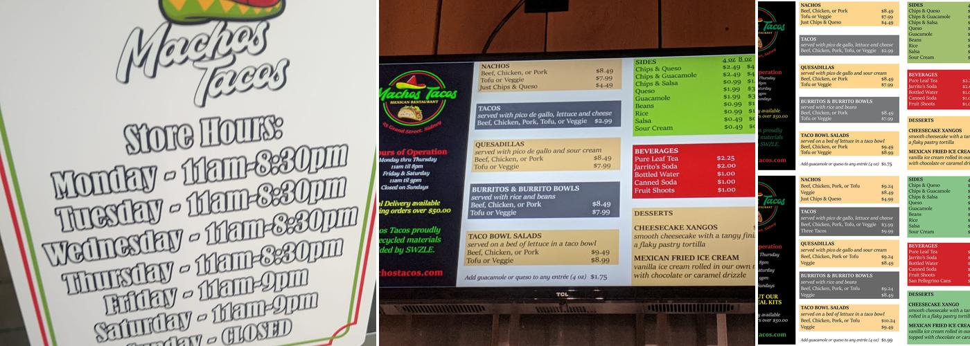 Machos Tacos Menu