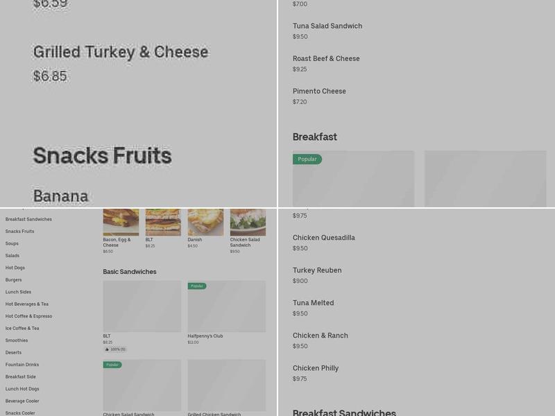 Halfpenny’s Cafe Menu
