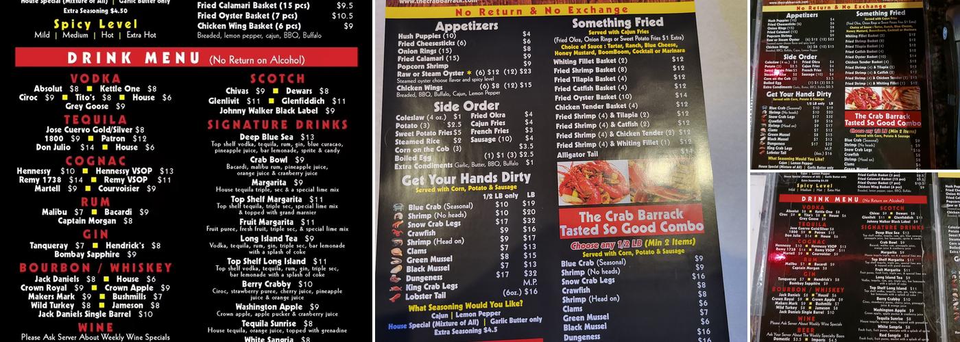 The Crab Barrack-Midfield Menu