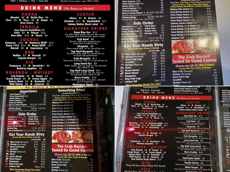 The Crab Barrack-Midfield Menu