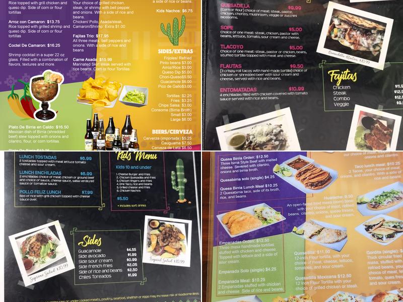 La Mixteca Menu
