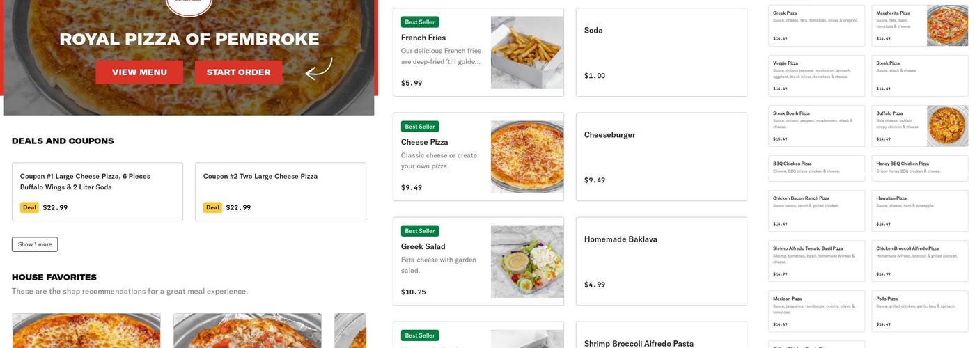 Royal Pizza of Pembroke Menu