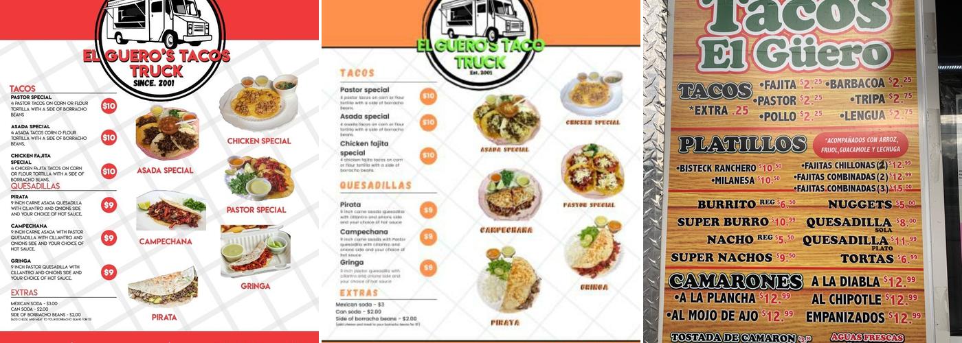 Tacos El Güero Menu