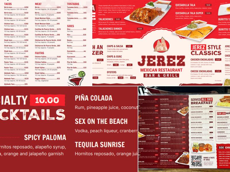 Jerez Mexican Restaurant Bar & Grill Menu