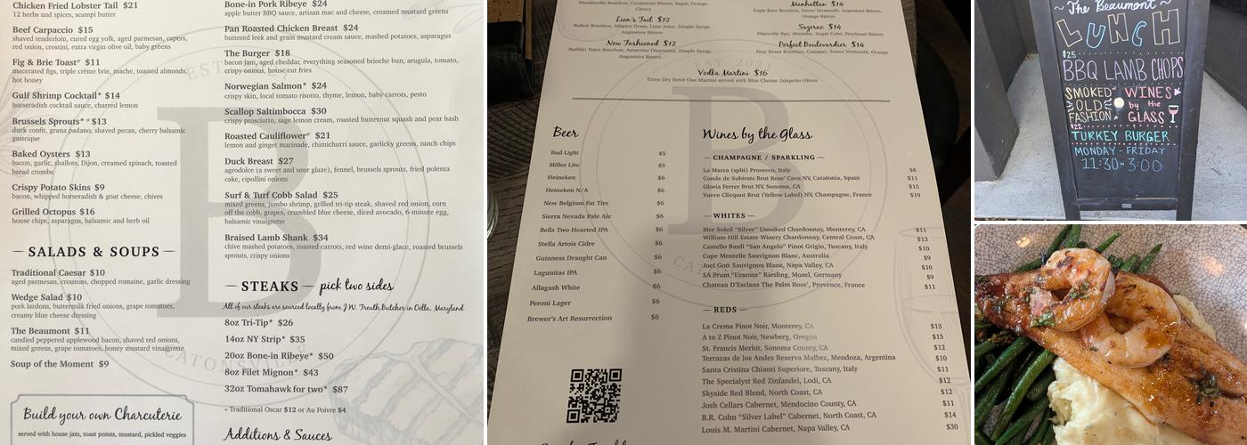 The Beaumont Menu