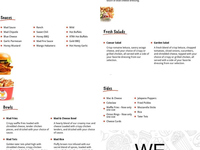 Mad Chicken Menu