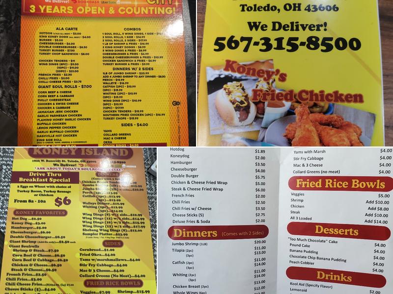 Joyful's Koney Island Menu