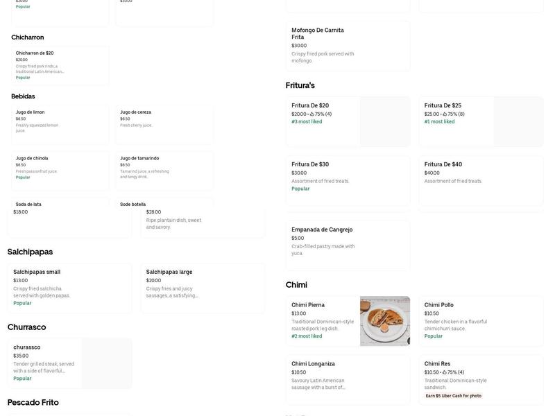 Cocina Papá Andrés Menu