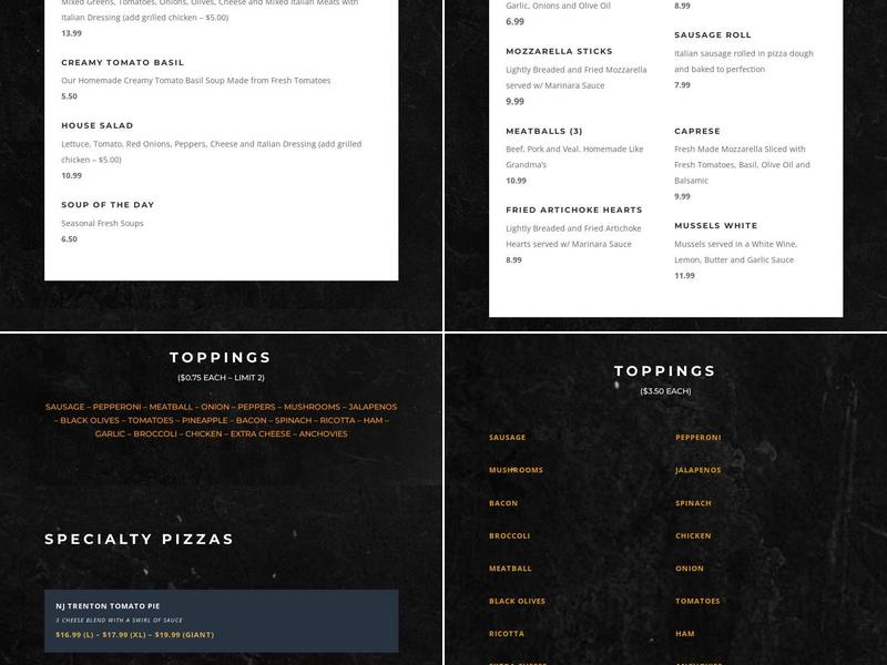 Amicis Italian Kitchen Menu