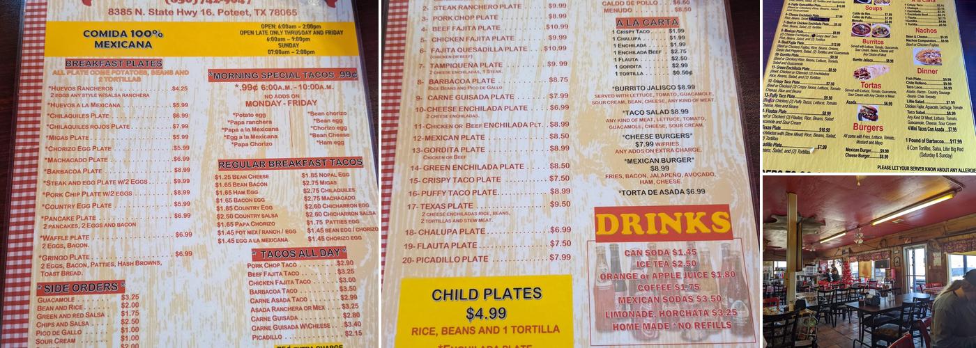 El Rey De Poteet Menu