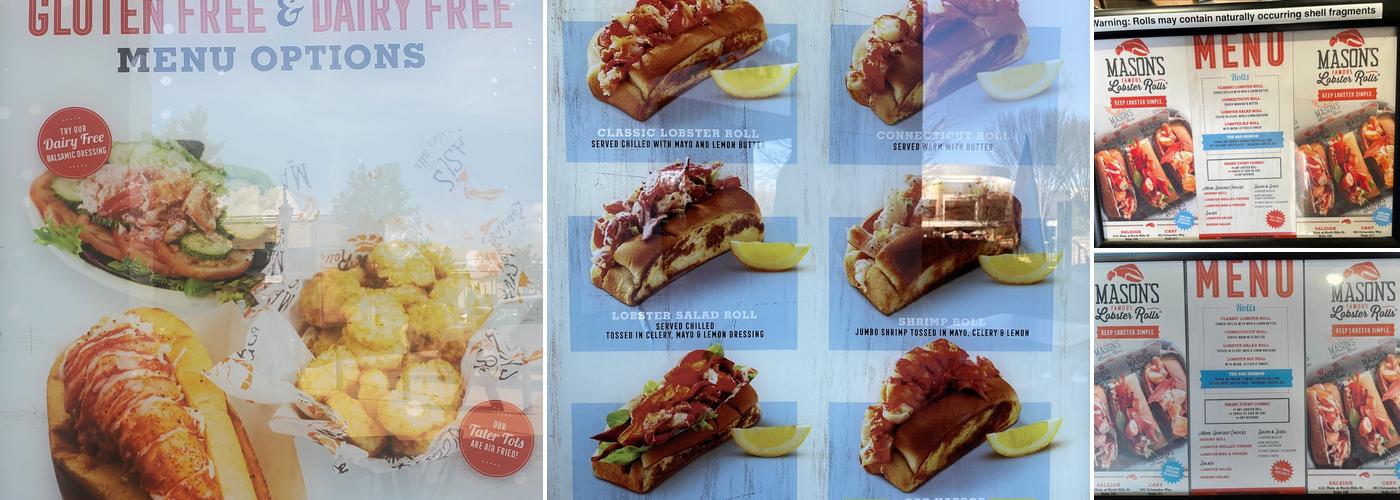 Mason's Famous Lobster Rolls Menu