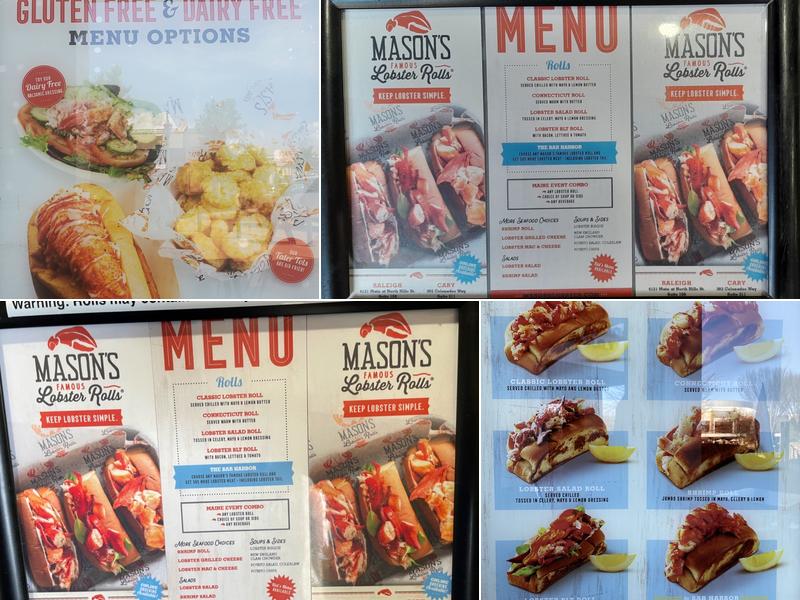 Mason's Famous Lobster Rolls Menu