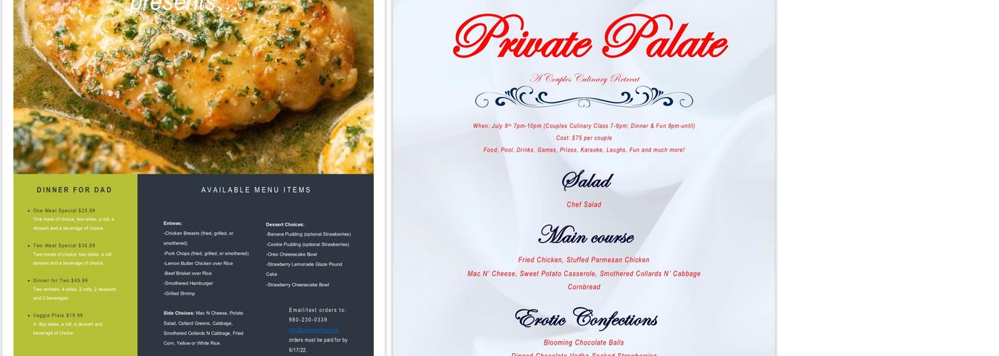 DISTINCTIVE SOUL CREATIONS Menu