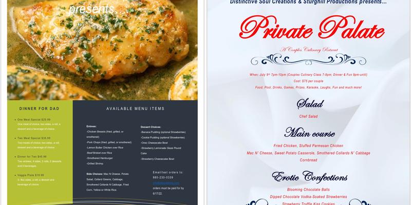 DISTINCTIVE SOUL CREATIONS Menu