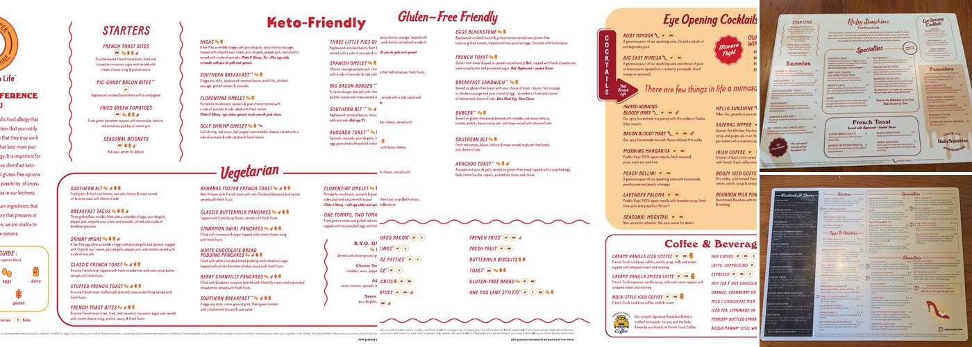 Ruby Sunshine Menu