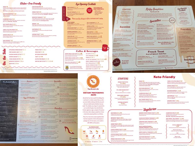 Ruby Sunshine Menu