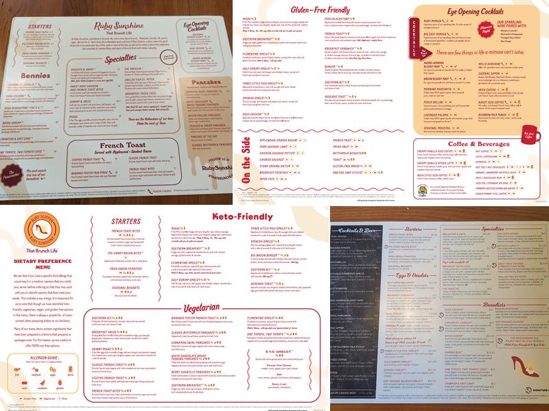 Ruby Sunshine Menu