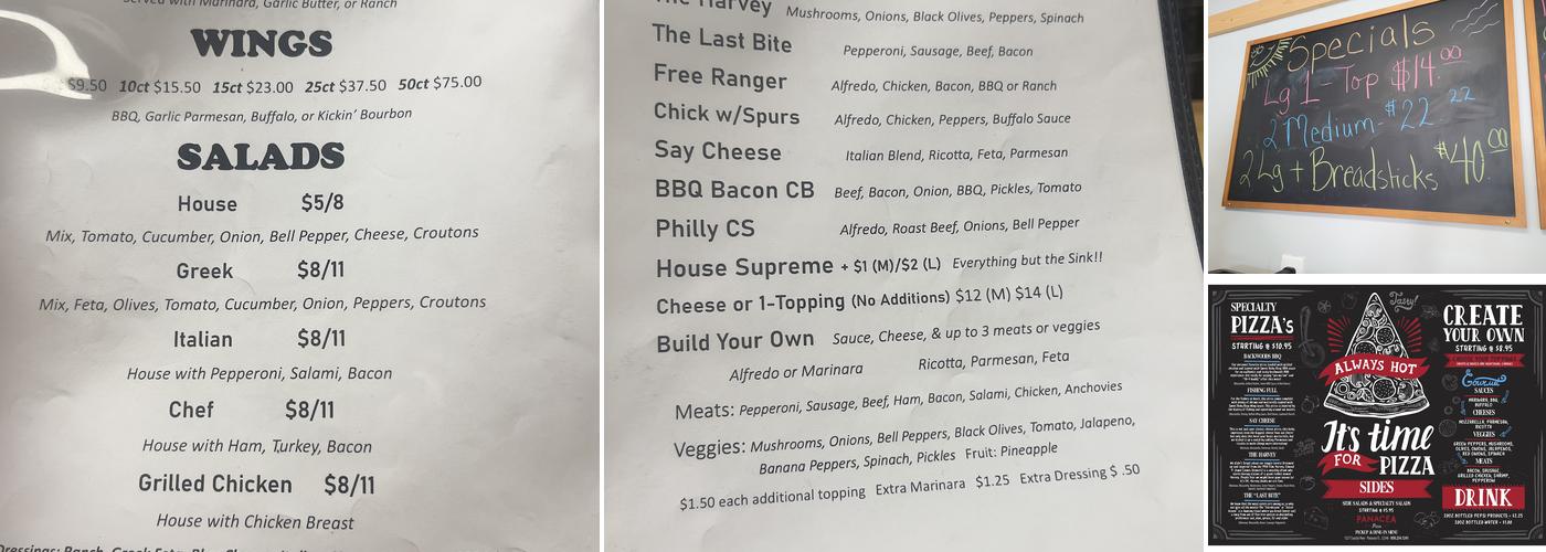 Panacea Pizza Menu