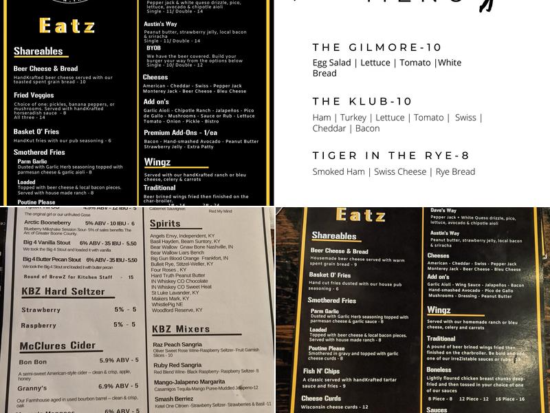 Klooz Brewz, Brewery & Public House Menu
