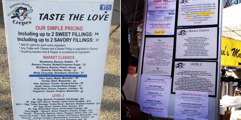 Eastern Market Crepes Menu