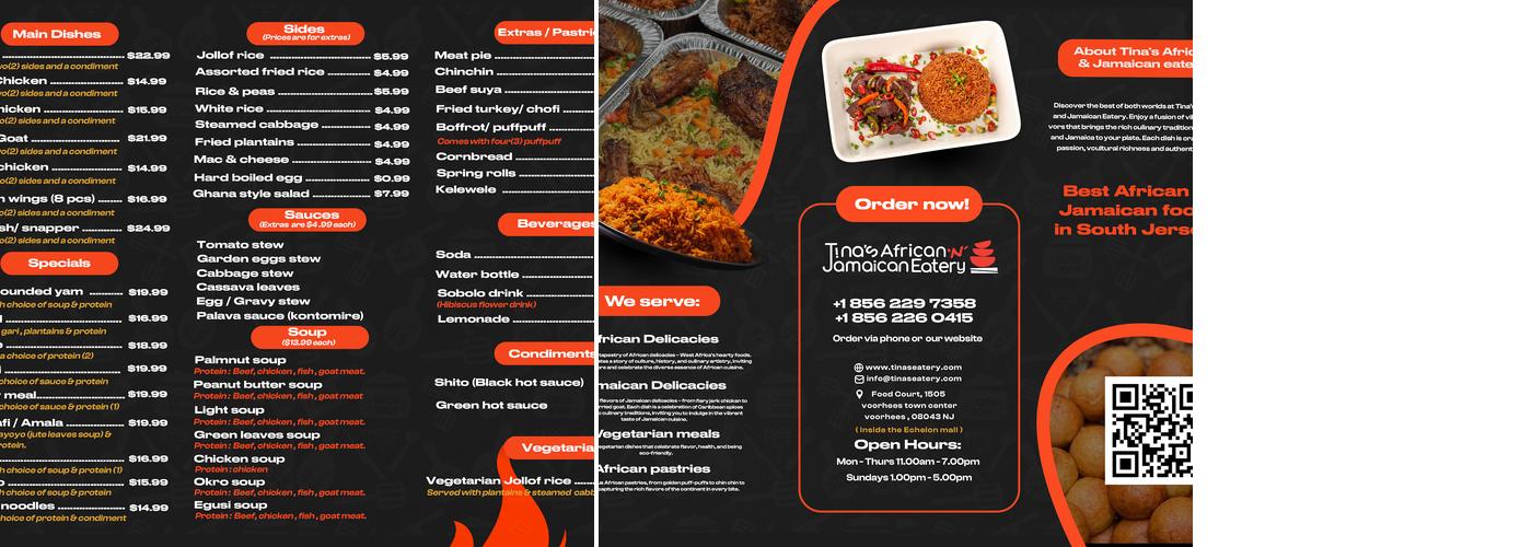 Tinas African and Jamaican eatery Menu