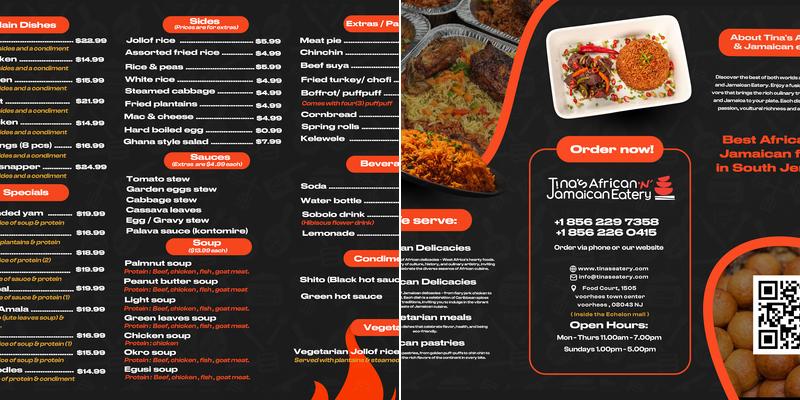 Tinas African and Jamaican eatery Menu