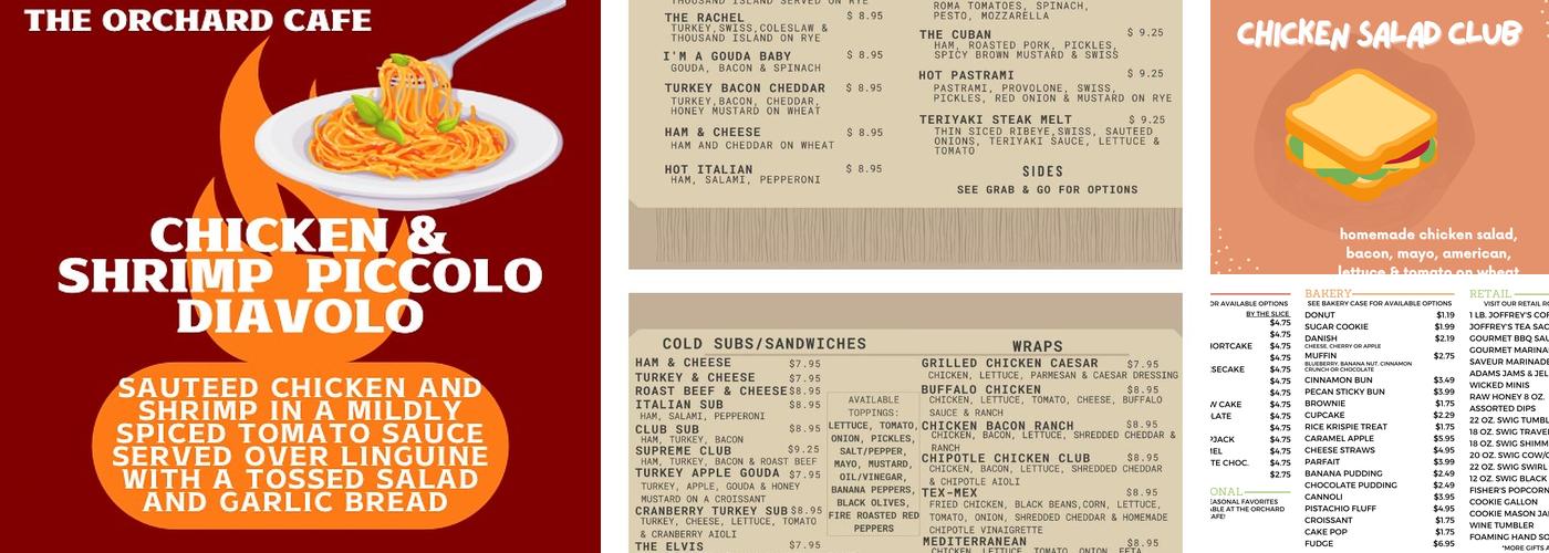 The Orchard Cafe Menu