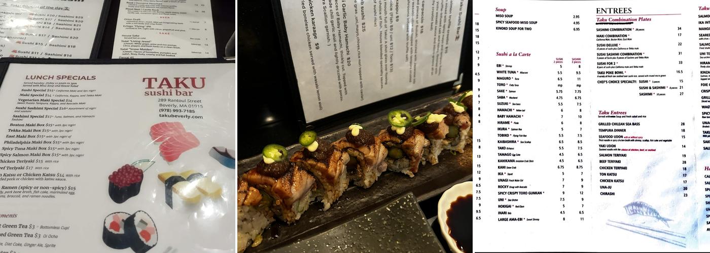 Taku Sushi Bar Menu