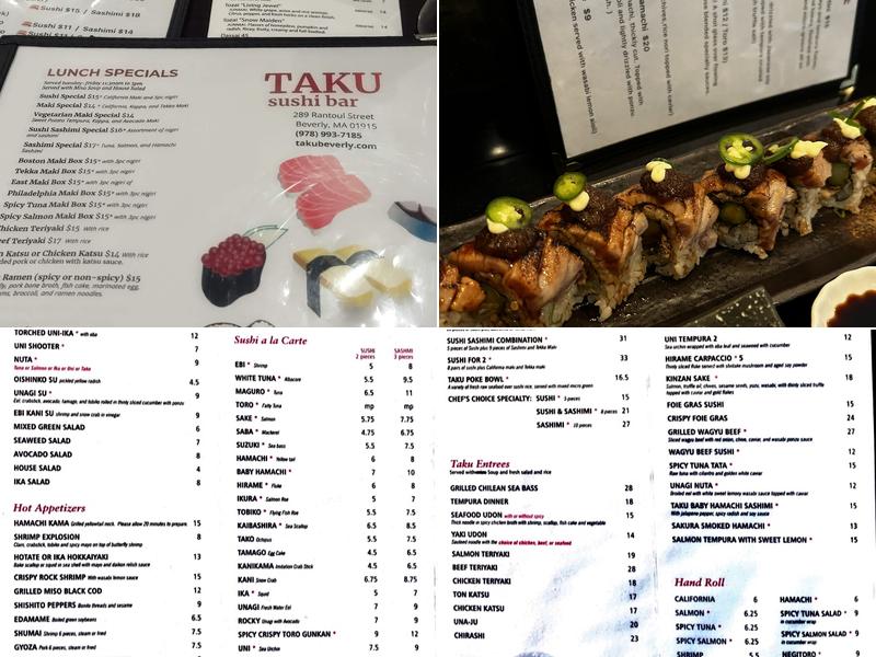 Taku Sushi Bar Menu