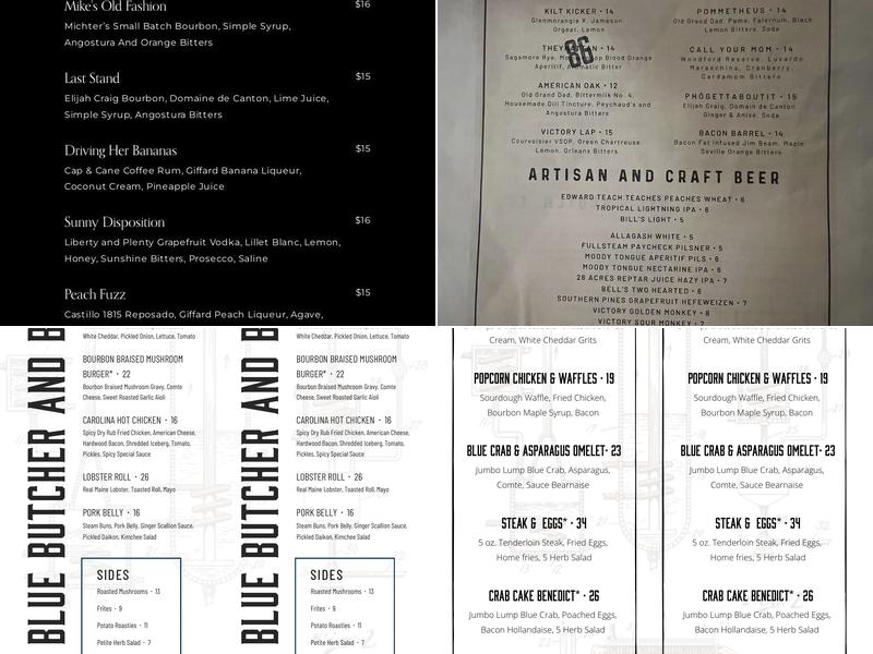 True Blue Butcher and Barrel Menu