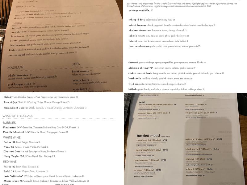 Calliope Restaurant & Bar Menu