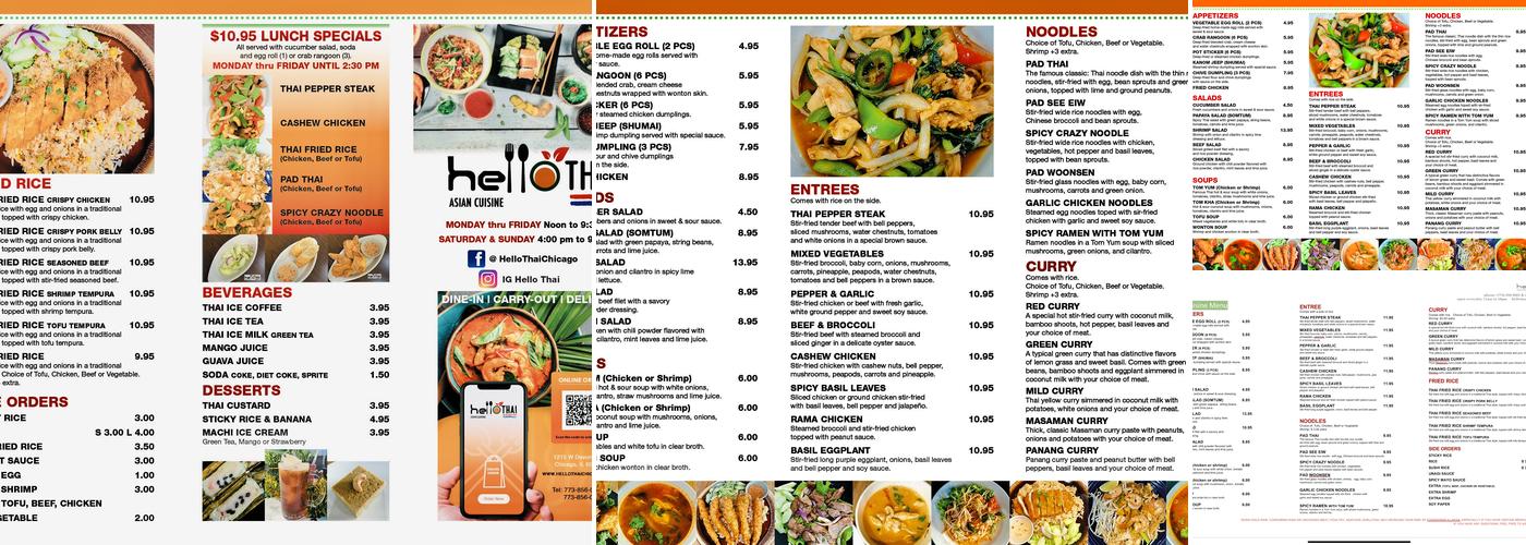 Hello Thai Menu