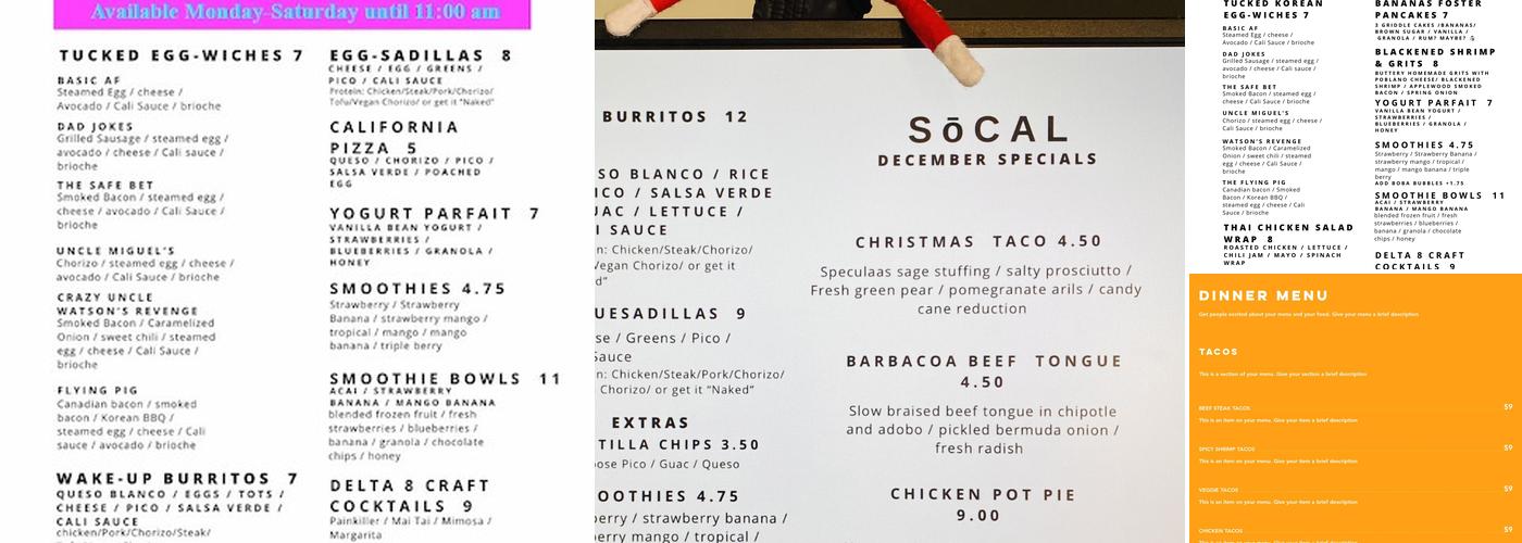 SōCal Fusion Grill Menu